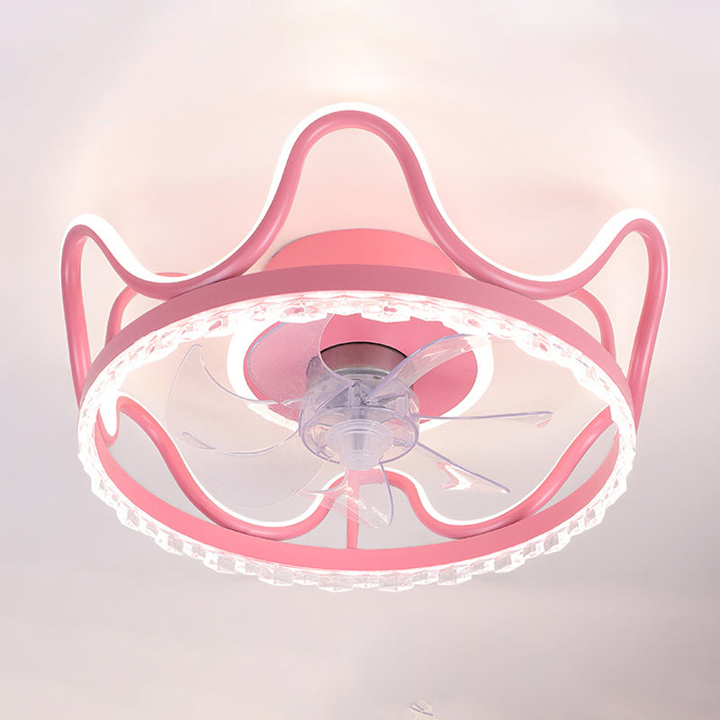 7-Blade Children Ceiling Fan LED Polish Finish Fan with Light for Home