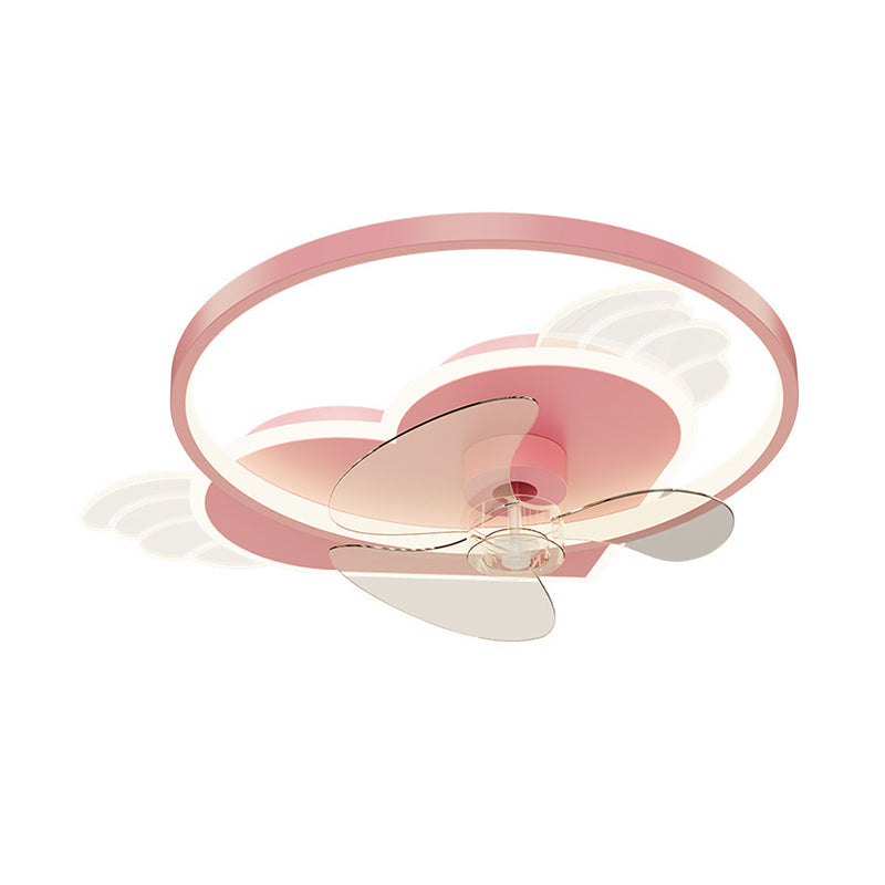 3-Blade Children Ceiling Fan LED Pink Fan with Light for Bedroom