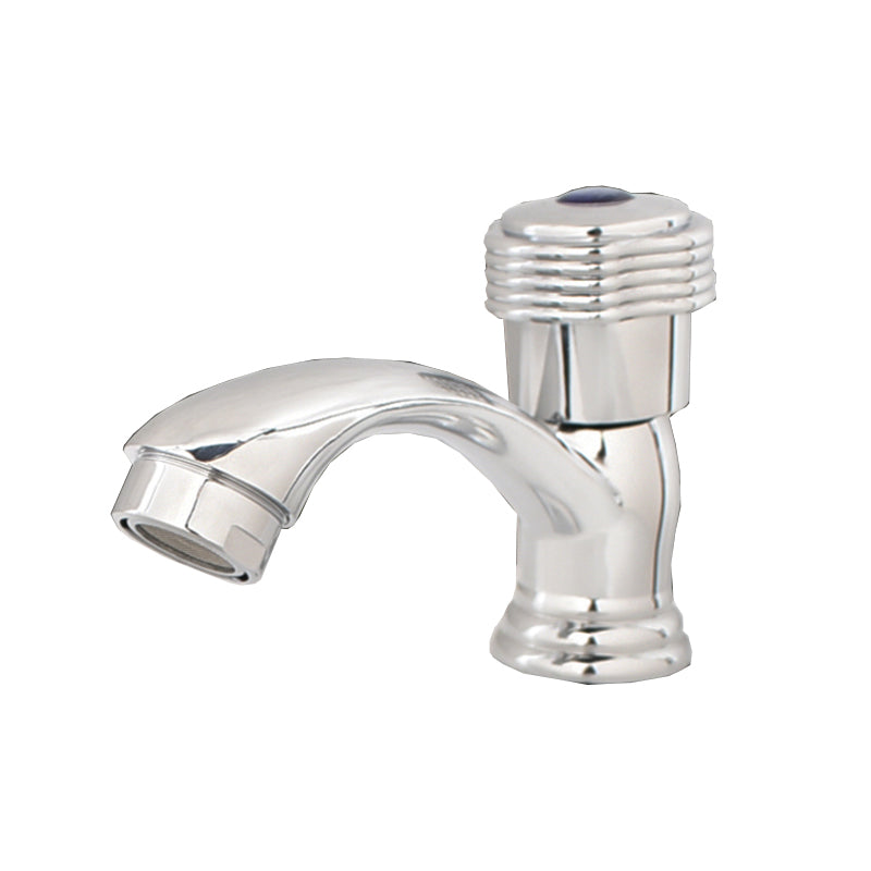 Contemporary Faucet Knob Handle Low Arc Zinc Faucet in Silver