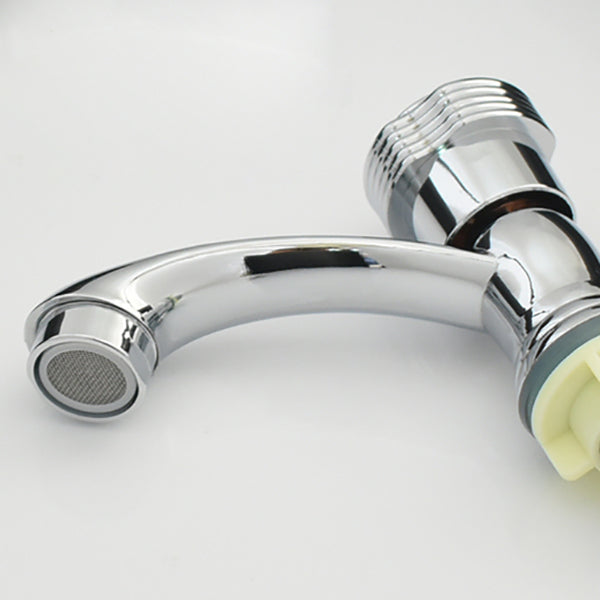 Contemporary Faucet Knob Handle Low Arc Zinc Faucet in Silver