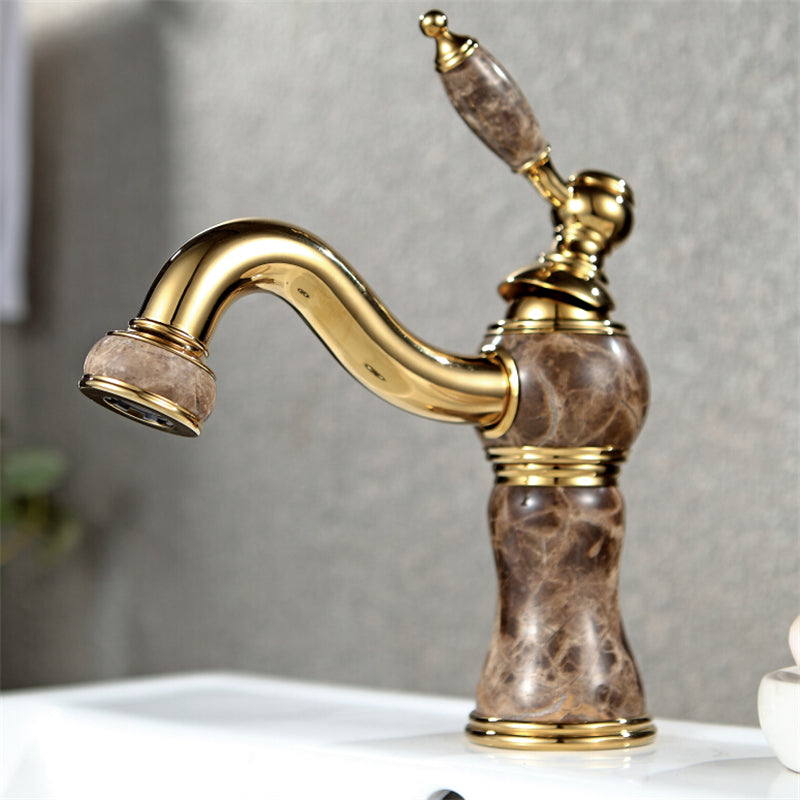 Traditional Centerset Faucet Knob Handle Low Arc Solid Brass Faucet