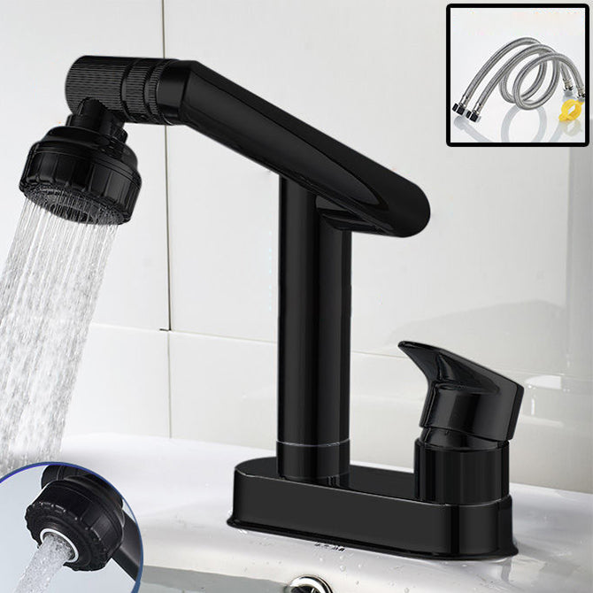 Modern Style Vessel Faucet Copper Knob Handle Low Arc Retractable Vessel Faucet