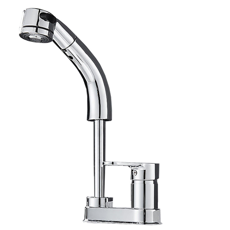 Modern Style Vessel Faucet Copper Knob Handle Low Arc Retractable Vessel Faucet