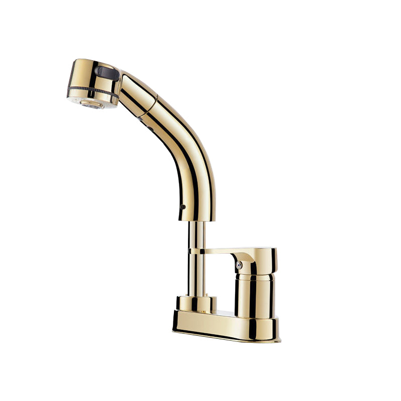 Modern Style Vessel Faucet Copper Knob Handle Low Arc Retractable Vessel Faucet