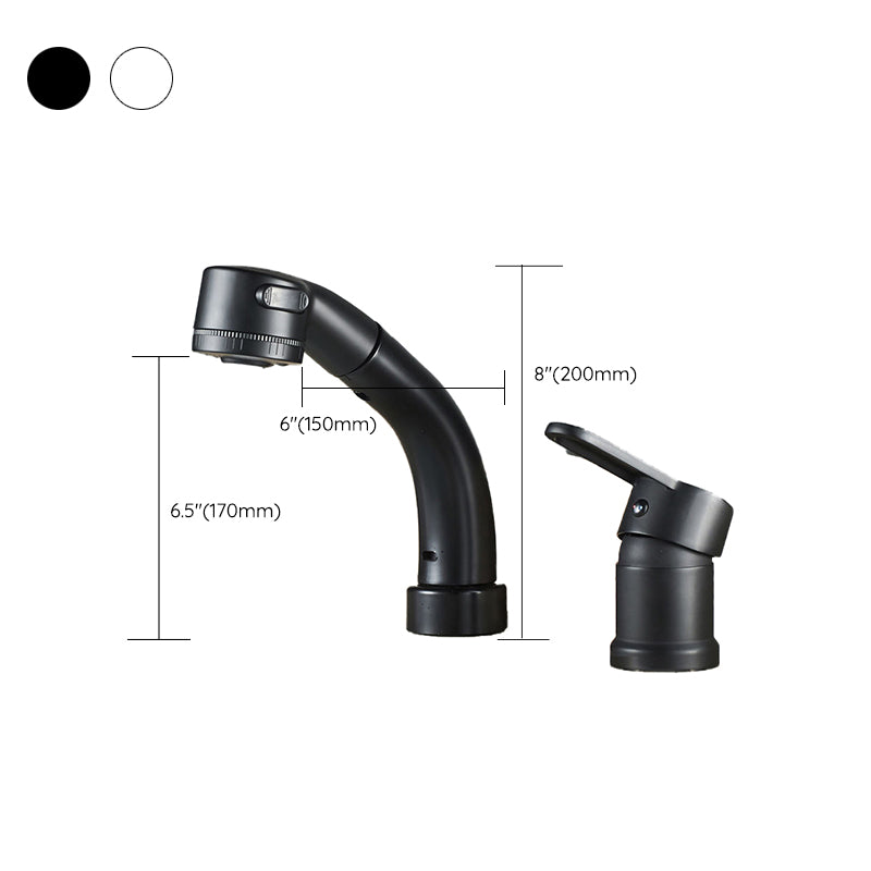 Modern Style Vessel Faucet Copper Knob Handle Low Arc Retractable Vessel Faucet