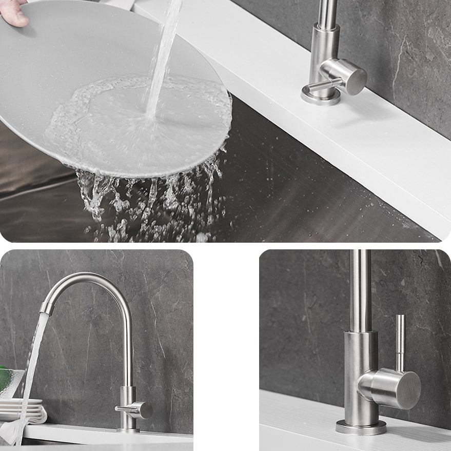 Modern High-Arc Kitchen Faucet Stainless Steel Lead Free Swivel Spout Faucets