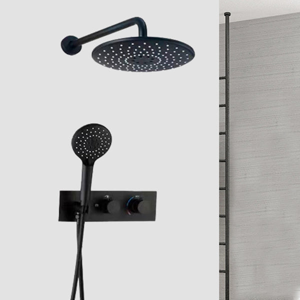 Modern Shower System Black Round Head Wall Mounted Shower Trim