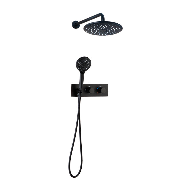 Modern Shower System Black Round Head Wall Mounted Shower Trim