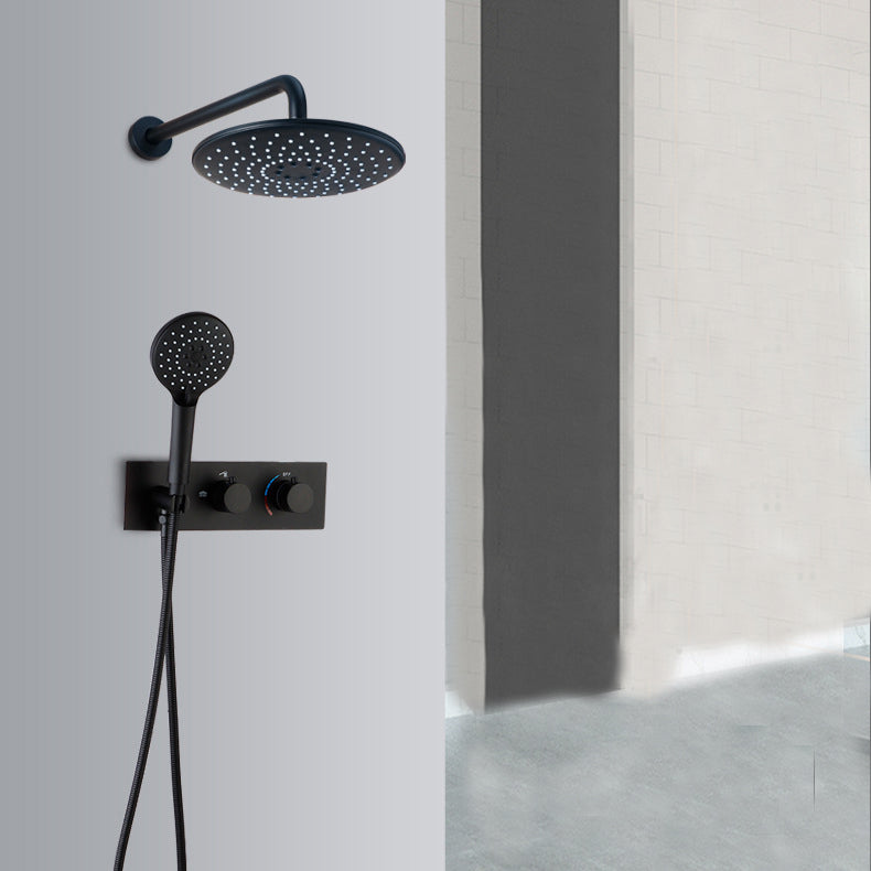 Modern Shower System Black Round Head Wall Mounted Shower Trim