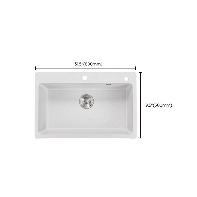 Quartz Single Bowl Kitchen Sink Rectangle Shape Kitchen Sink with Basket Strainer