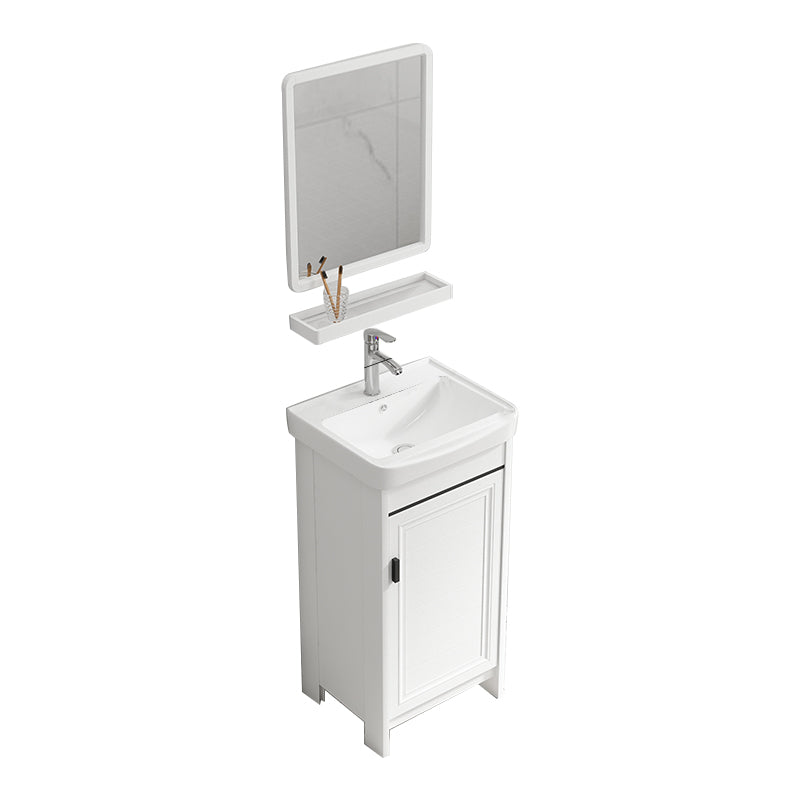 Rectangle Vanity Set White 2 Doors Freestanding Metal Frame Single Sink Vanity