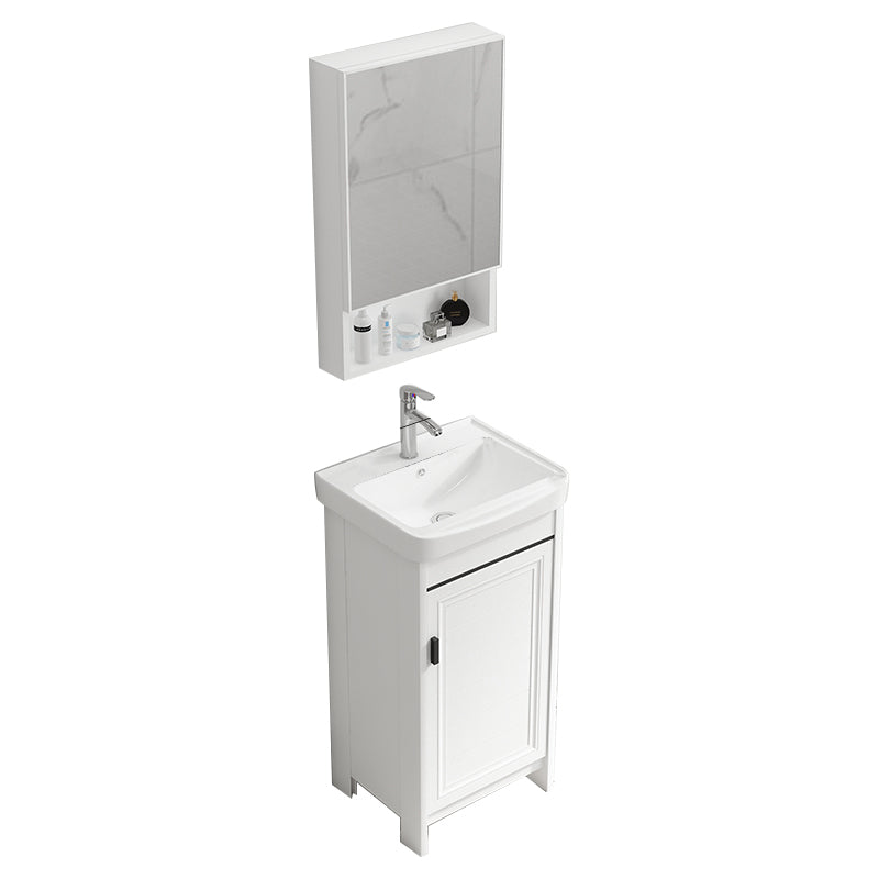 Rectangle Vanity Set White 2 Doors Freestanding Metal Frame Single Sink Vanity