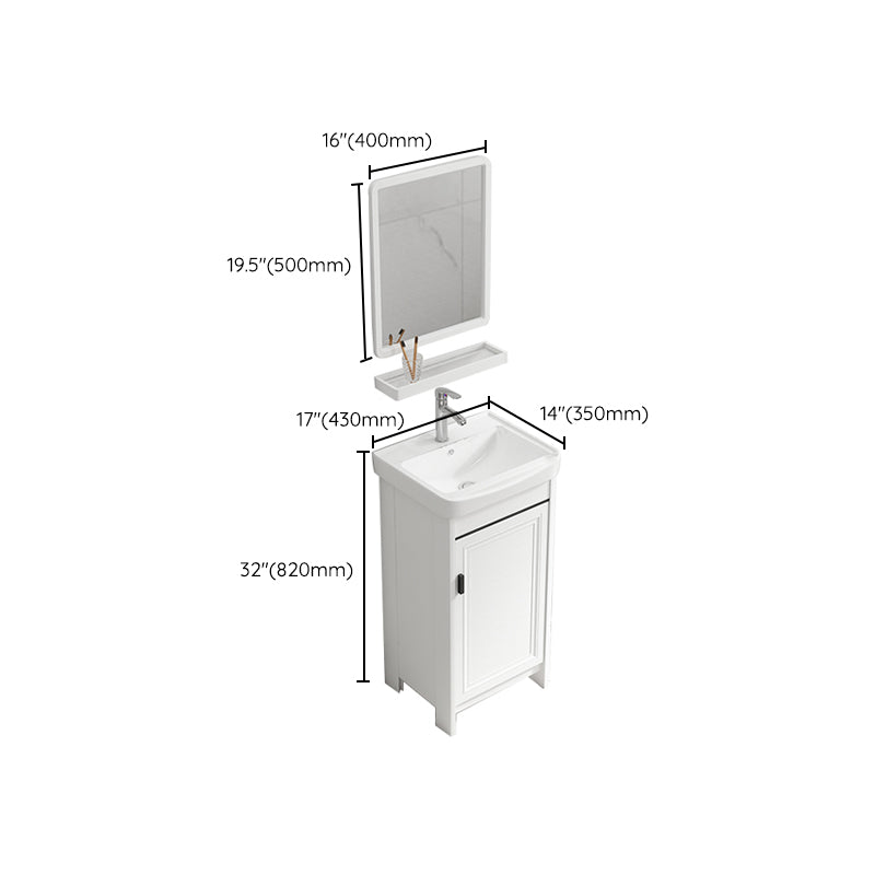 Rectangle Vanity Set White 2 Doors Freestanding Metal Frame Single Sink Vanity