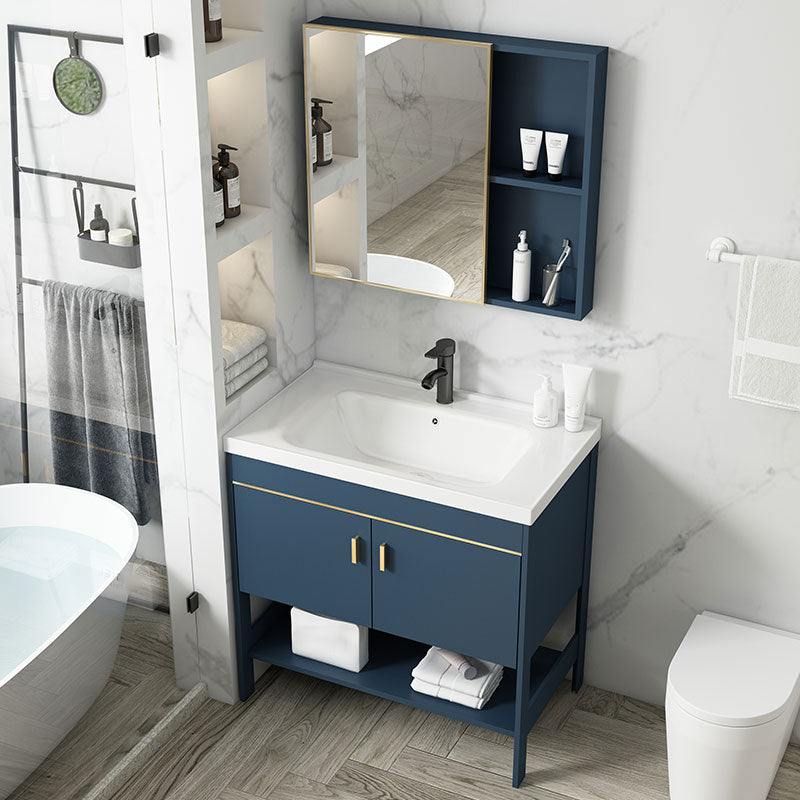 Contemporary Vanity Sink Mirror Cabinet Metal Vanity Cabinet with Storage Shelving