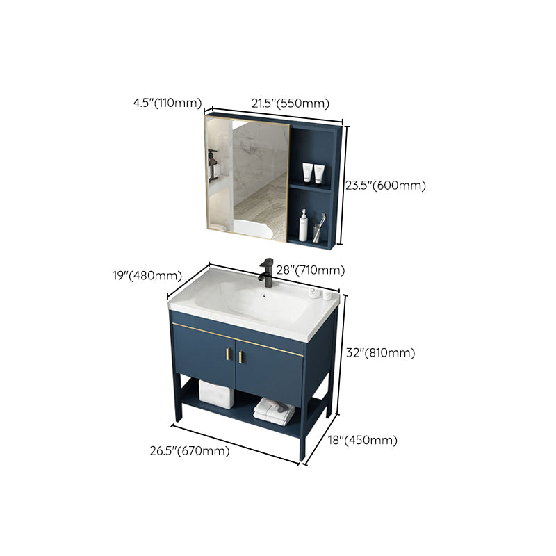 Contemporary Vanity Sink Mirror Cabinet Metal Vanity Cabinet with Storage Shelving