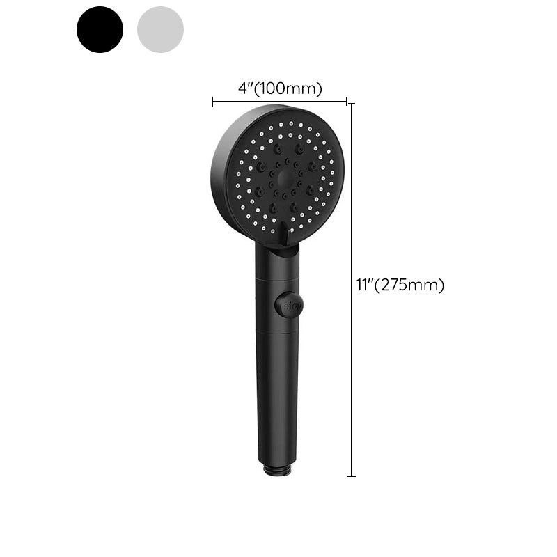 Round Pressurized Shower Head 6-Setting Adjustable Water Flow Handheld Shower Head