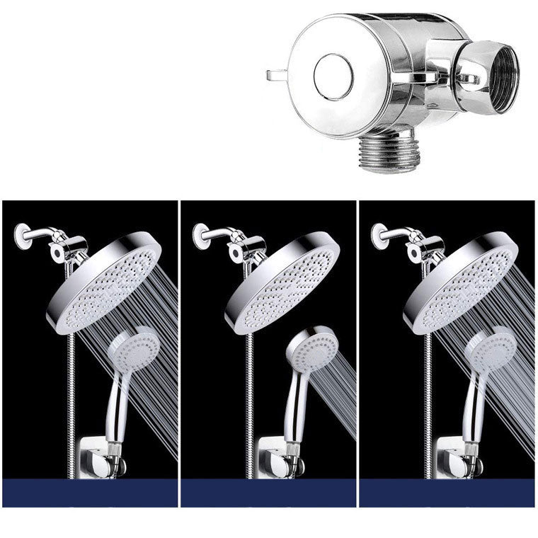 4-Setting Silver Shower Set Concealed Wall-Mount Bracket Tee with Socket