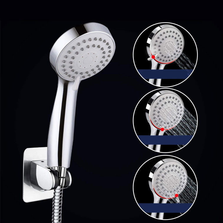 4-Setting Silver Shower Set Concealed Wall-Mount Bracket Tee with Socket