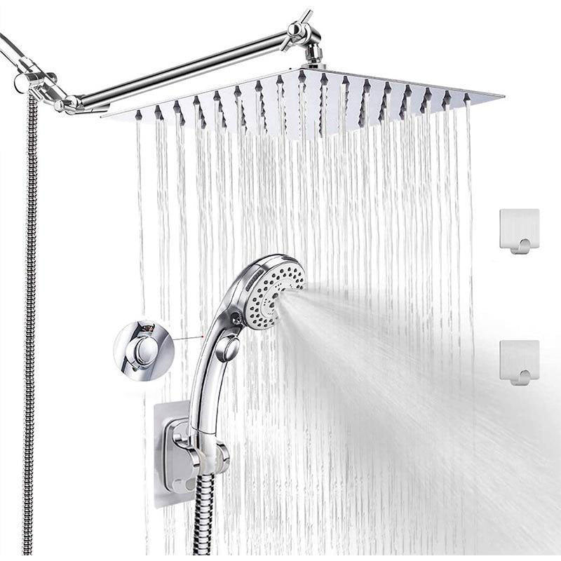 Stainless Steel 8 Inch Shower Set 5 Sprays Hand-Held Shower Head Shower Arm