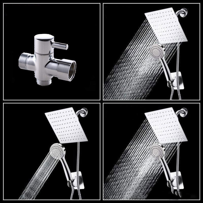 High Pressure 8 Inch Shower Set 3 Function Hand Shower Stainless Steel Square Top Spray