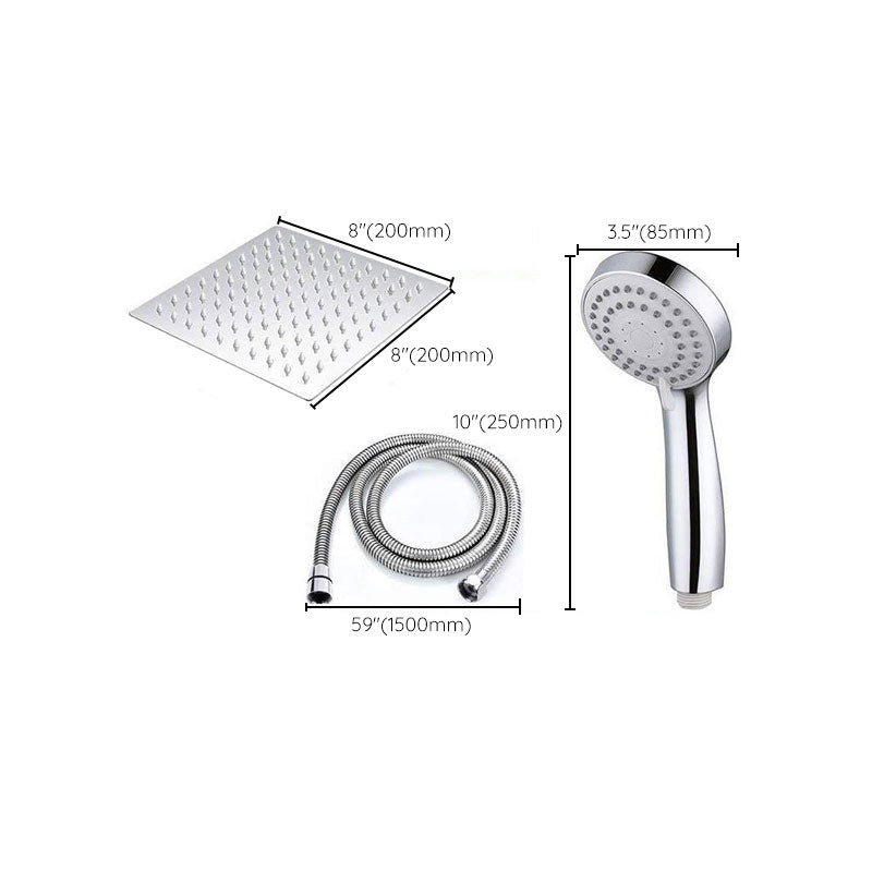 High Pressure 8 Inch Shower Set 3 Function Hand Shower Stainless Steel Square Top Spray