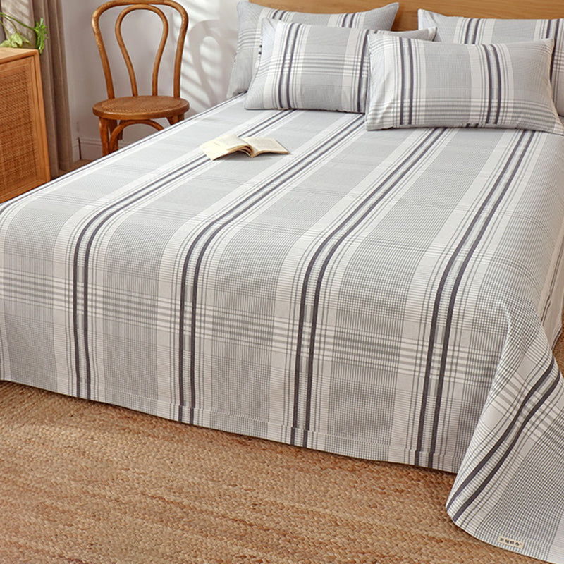 Fitted Sheet Cotton Checkered Printed Breathable Wrinkle Resistant Bed Sheet Set