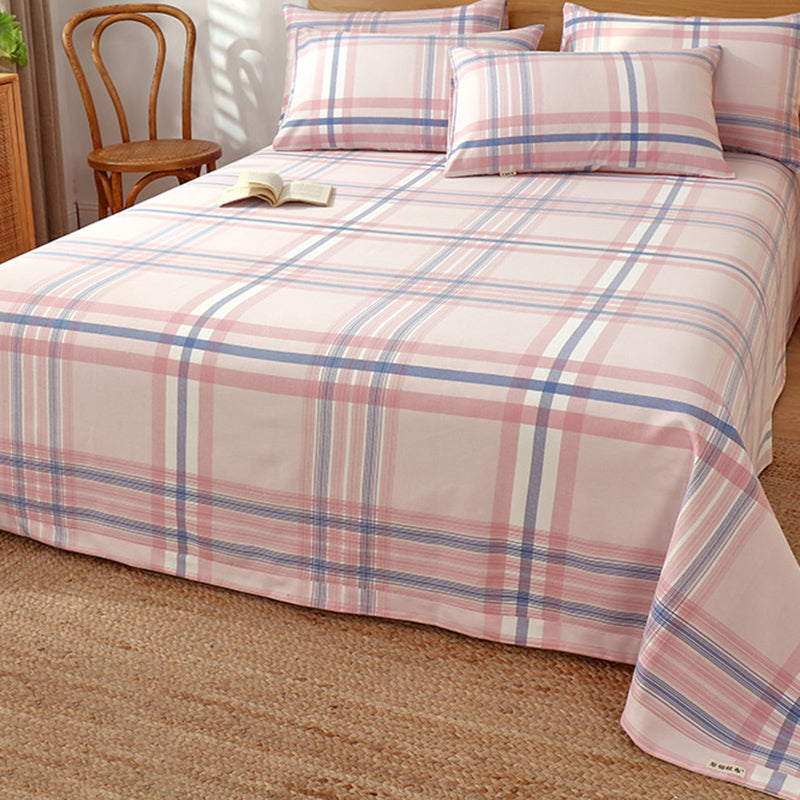 Fitted Sheet Cotton Checkered Printed Breathable Wrinkle Resistant Bed Sheet Set