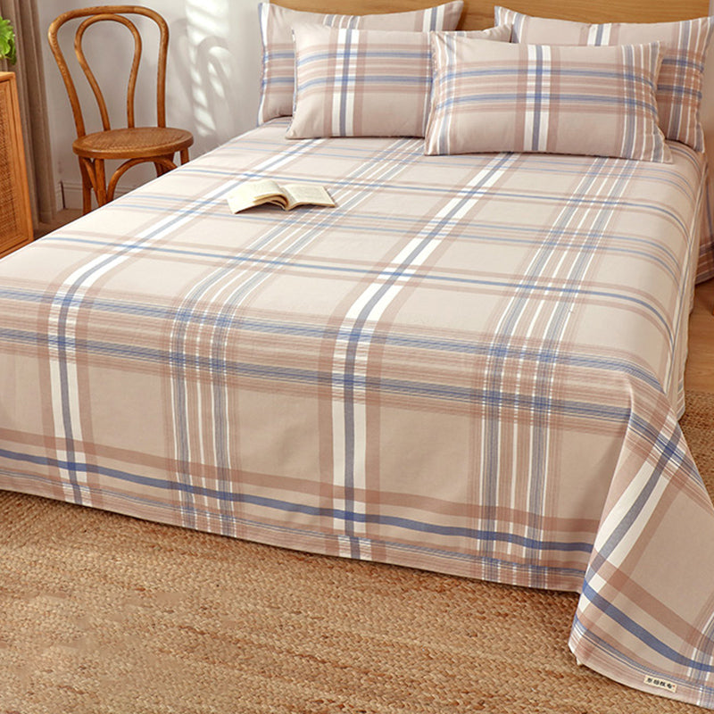 Fitted Sheet Cotton Checkered Printed Breathable Wrinkle Resistant Bed Sheet Set