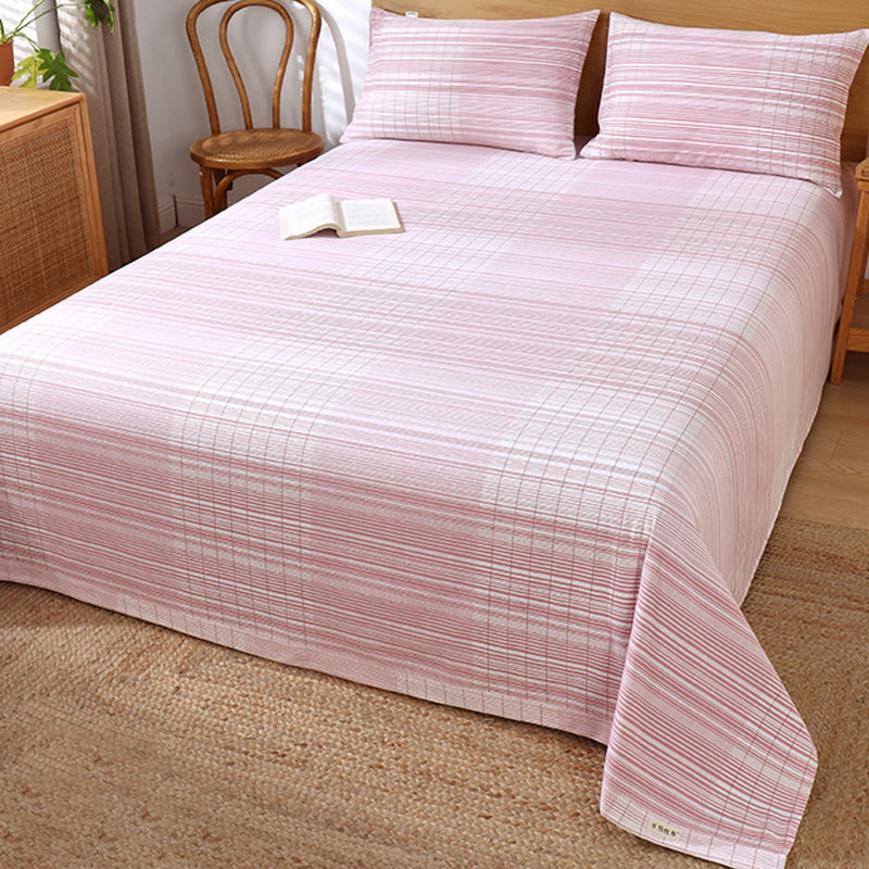 Fitted Sheet Cotton Checkered Printed Breathable Wrinkle Resistant Bed Sheet Set