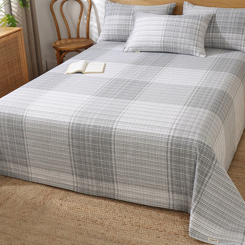 Fitted Sheet Cotton Checkered Printed Breathable Wrinkle Resistant Bed Sheet Set