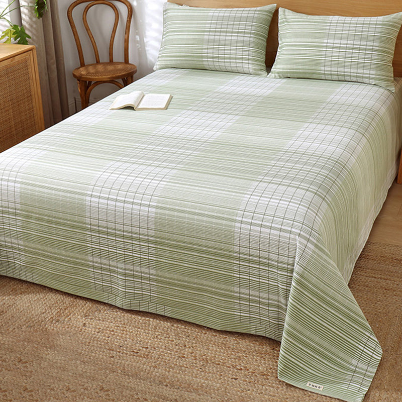 Fitted Sheet Cotton Checkered Printed Breathable Wrinkle Resistant Bed Sheet Set