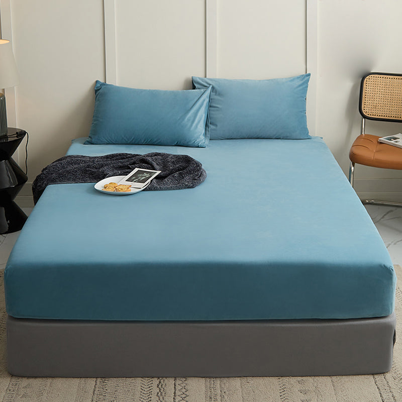 Sheet Sets Flannel Solid Color Wrinkle Resistant Breathable Super Soft Bed Sheet Set