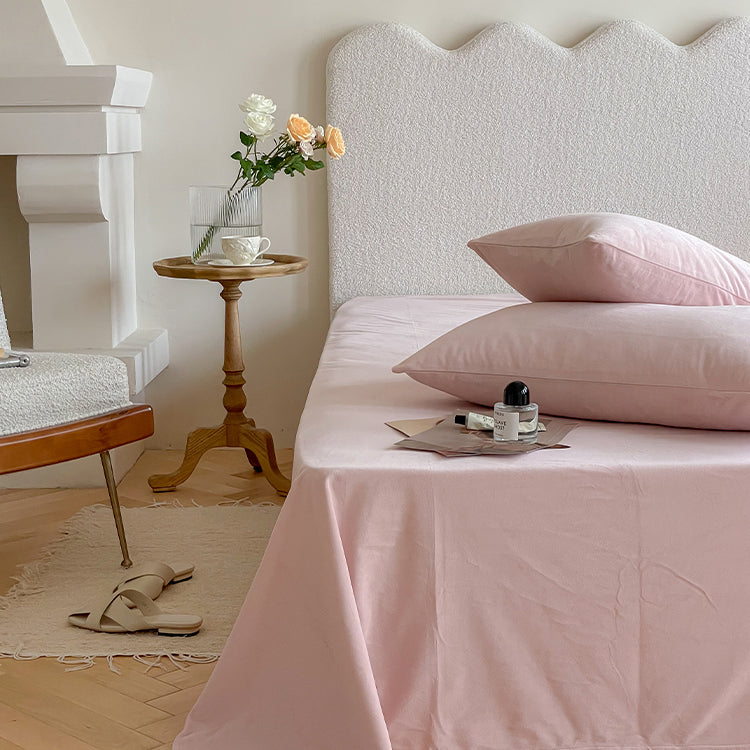 Sheet Sets Flannel Solid Color Wrinkle Resistant Breathable Super Soft Bed Sheet Set