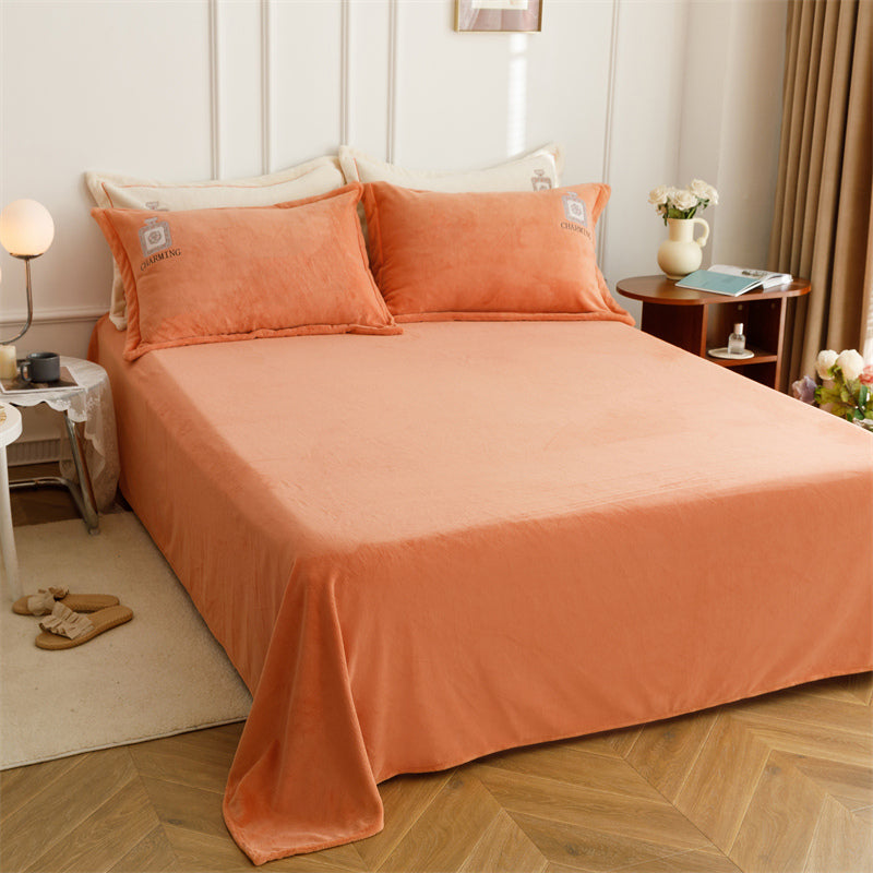 Fitted Sheet Polyester Solid Color Breathable Wrinkle Resistant Super Soft Bed Sheet Set