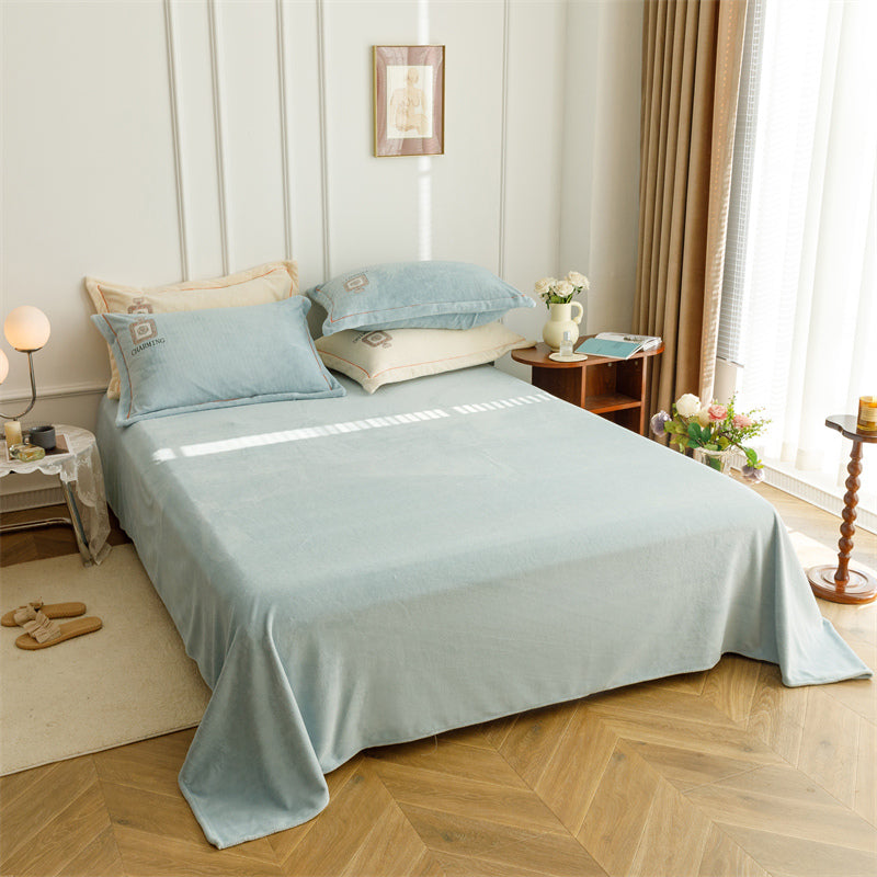 Fitted Sheet Polyester Solid Color Breathable Wrinkle Resistant Super Soft Bed Sheet Set