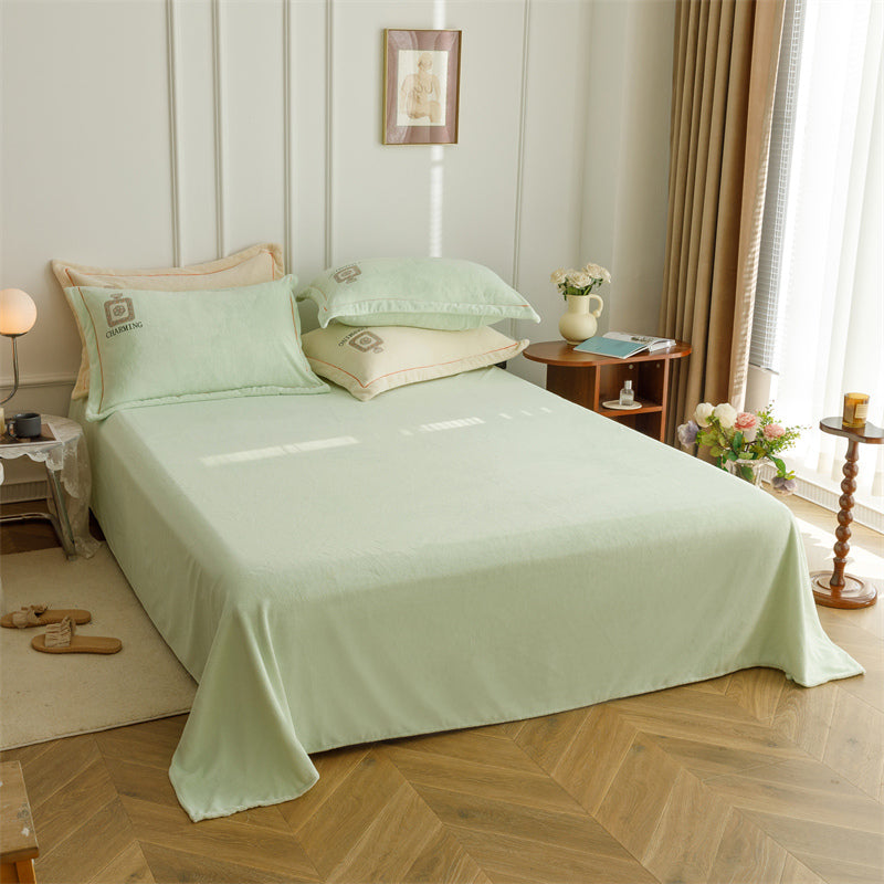 Fitted Sheet Polyester Solid Color Breathable Wrinkle Resistant Super Soft Bed Sheet Set