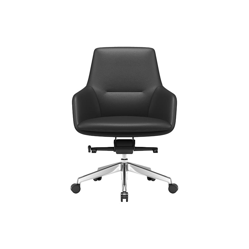 Fixed Arms Modern Desk Chair No Distressing Leather Ergonomic Office Chair with Wheels