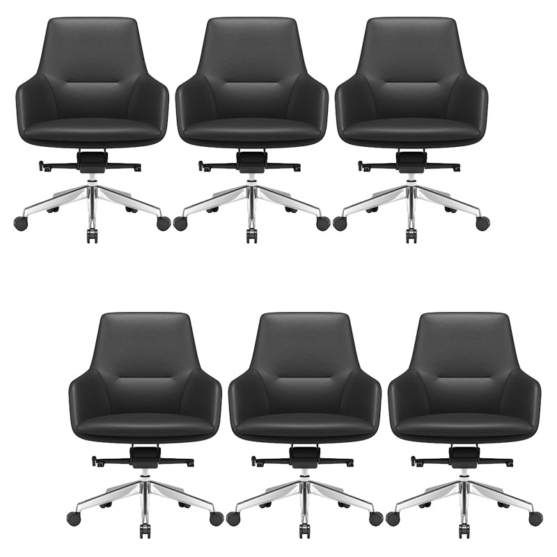 Fixed Arms Modern Desk Chair No Distressing Leather Ergonomic Office Chair with Wheels