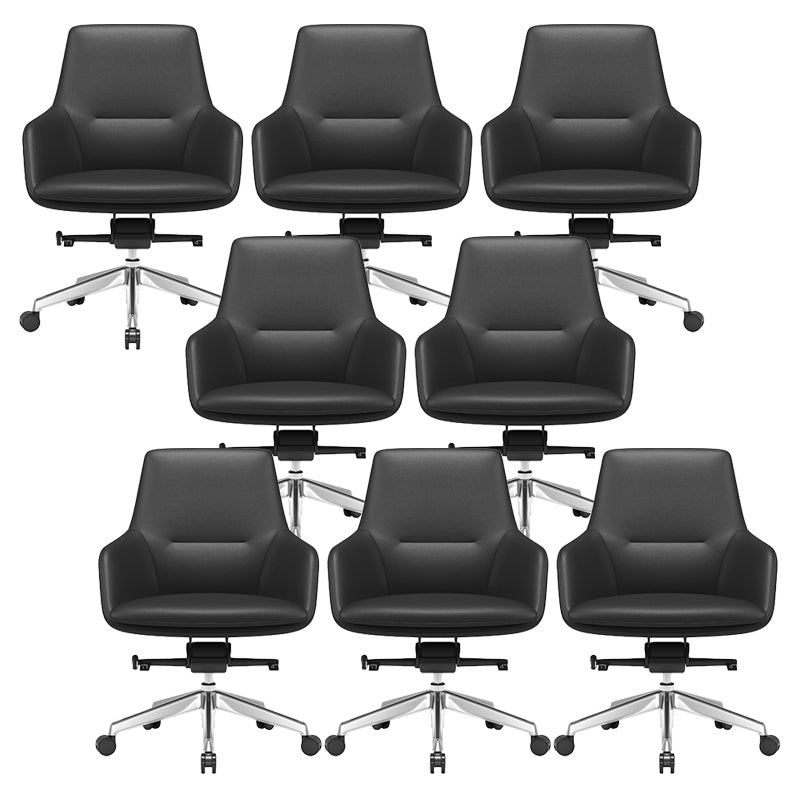 Fixed Arms Modern Desk Chair No Distressing Leather Ergonomic Office Chair with Wheels