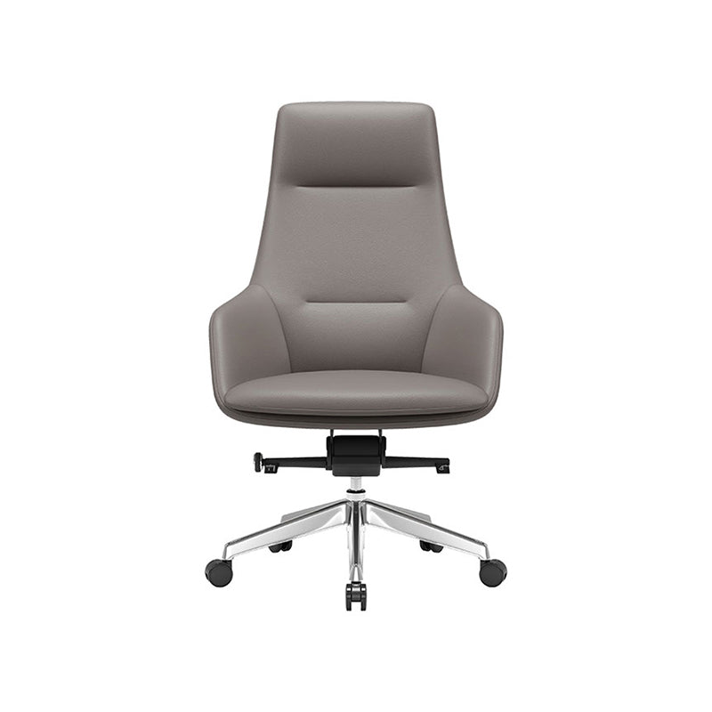 Fixed Arms Modern Desk Chair No Distressing Leather Ergonomic Office Chair with Wheels