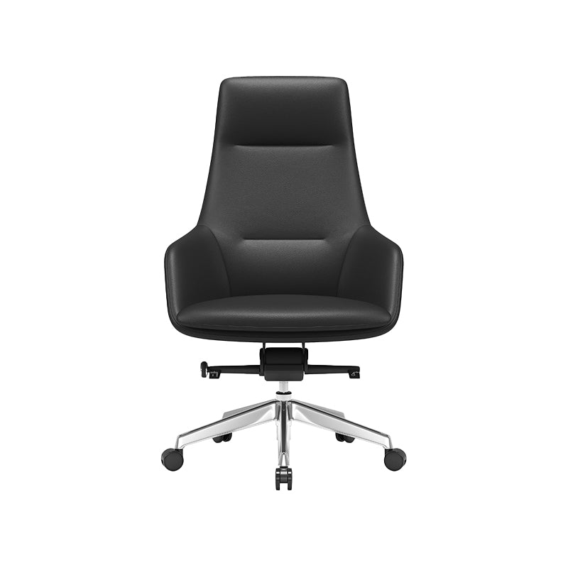 Fixed Arms Modern Desk Chair No Distressing Leather Ergonomic Office Chair with Wheels