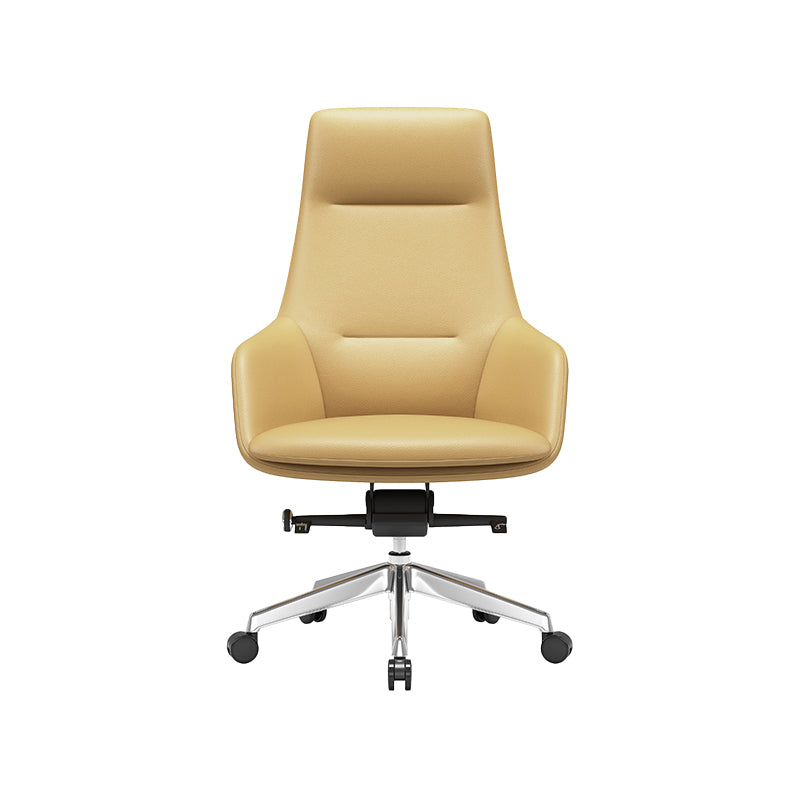 Fixed Arms Modern Desk Chair No Distressing Leather Ergonomic Office Chair with Wheels