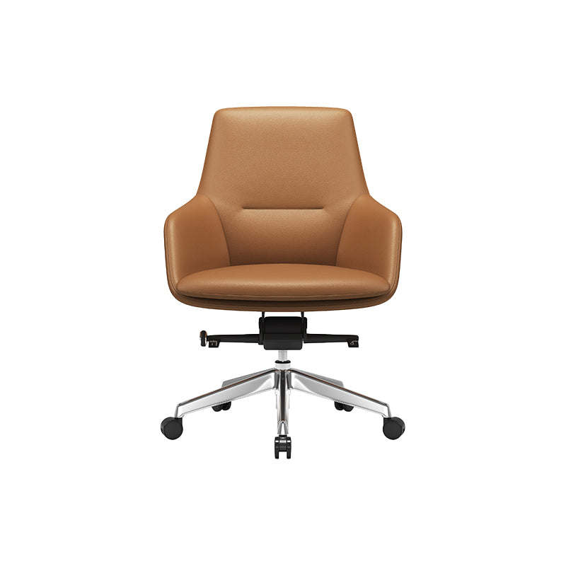 Fixed Arms Modern Desk Chair No Distressing Leather Ergonomic Office Chair with Wheels