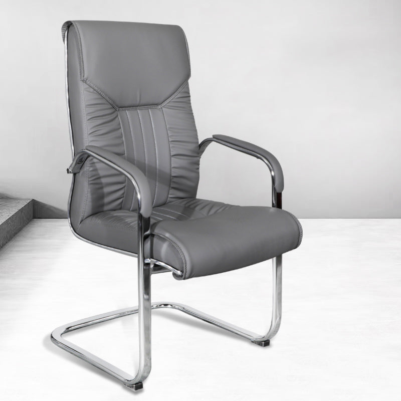 Modern Fixed Arms Task Chair Faux Leather Desk Chair for Office