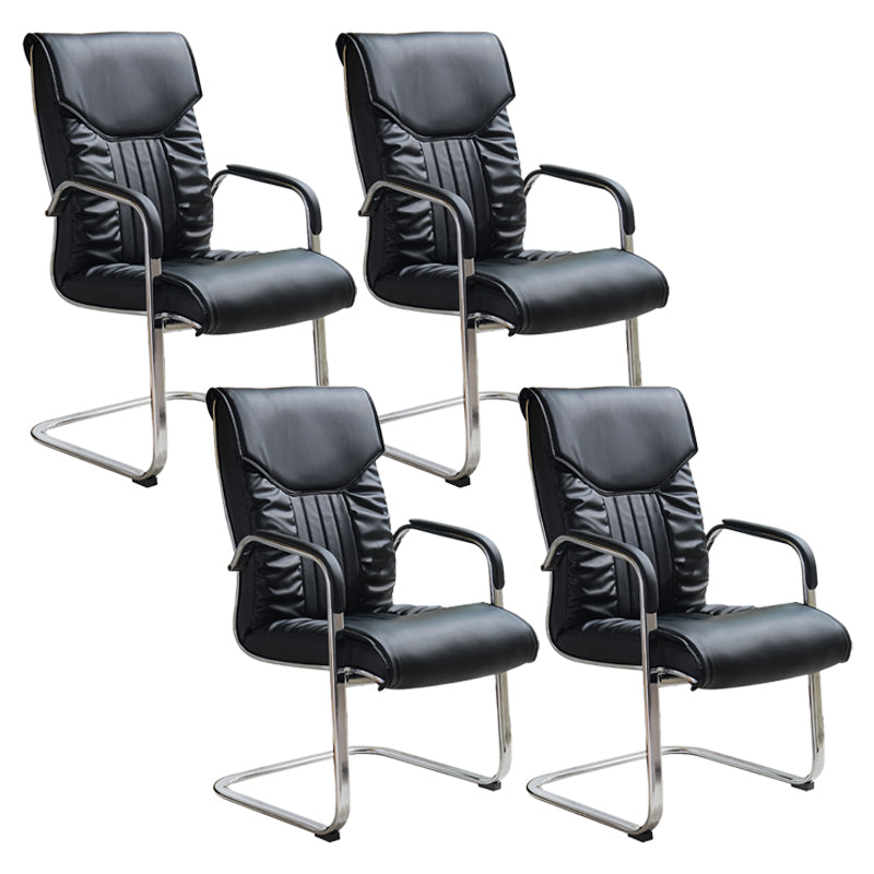 Modern Fixed Arms Task Chair Faux Leather Desk Chair for Office