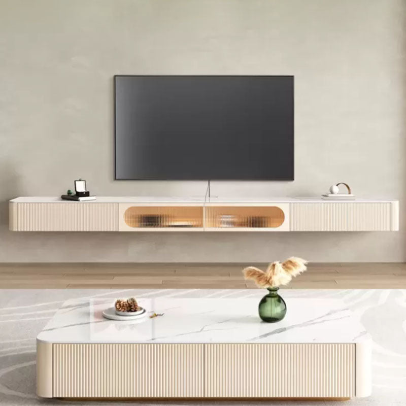 Stone TV Stand Console Enclosed Storage TV Console with Drawers