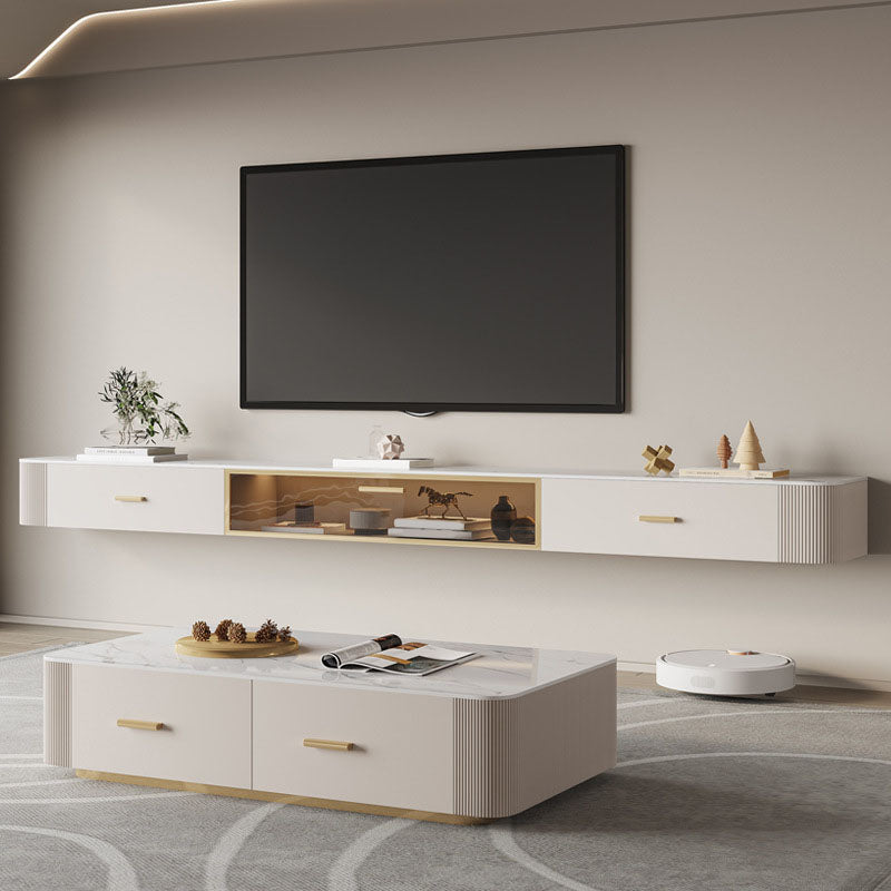 Glam TV Stand Console Enclosed Storage TV Console with 2 Drawers