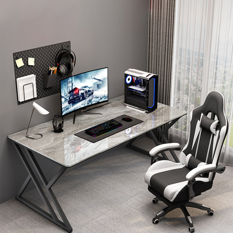 Industrial Stone Gaming Desk 29.53" Tall Rectangular Computer Desk