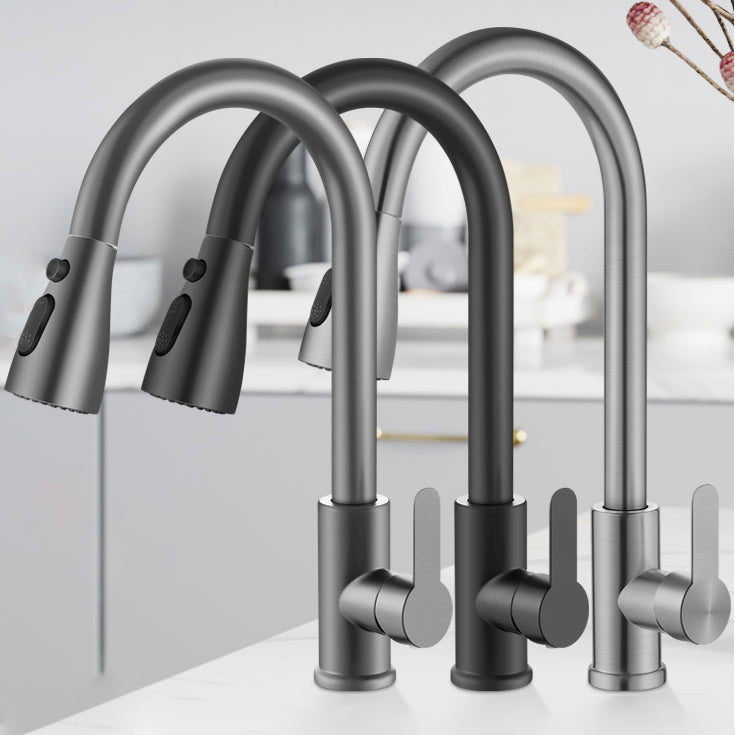 Contemporary 1-Handle Bar Faucet Pull down Sprayer Standard Kitchen Faucet