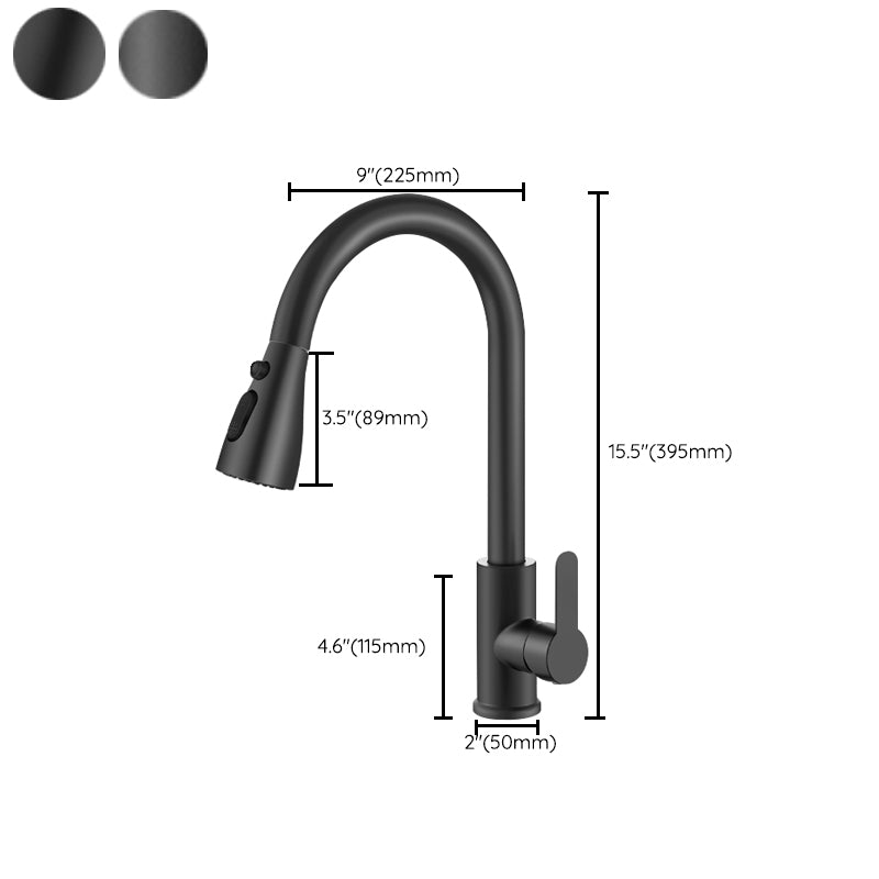 Contemporary 1-Handle Bar Faucet Pull down Sprayer Standard Kitchen Faucet